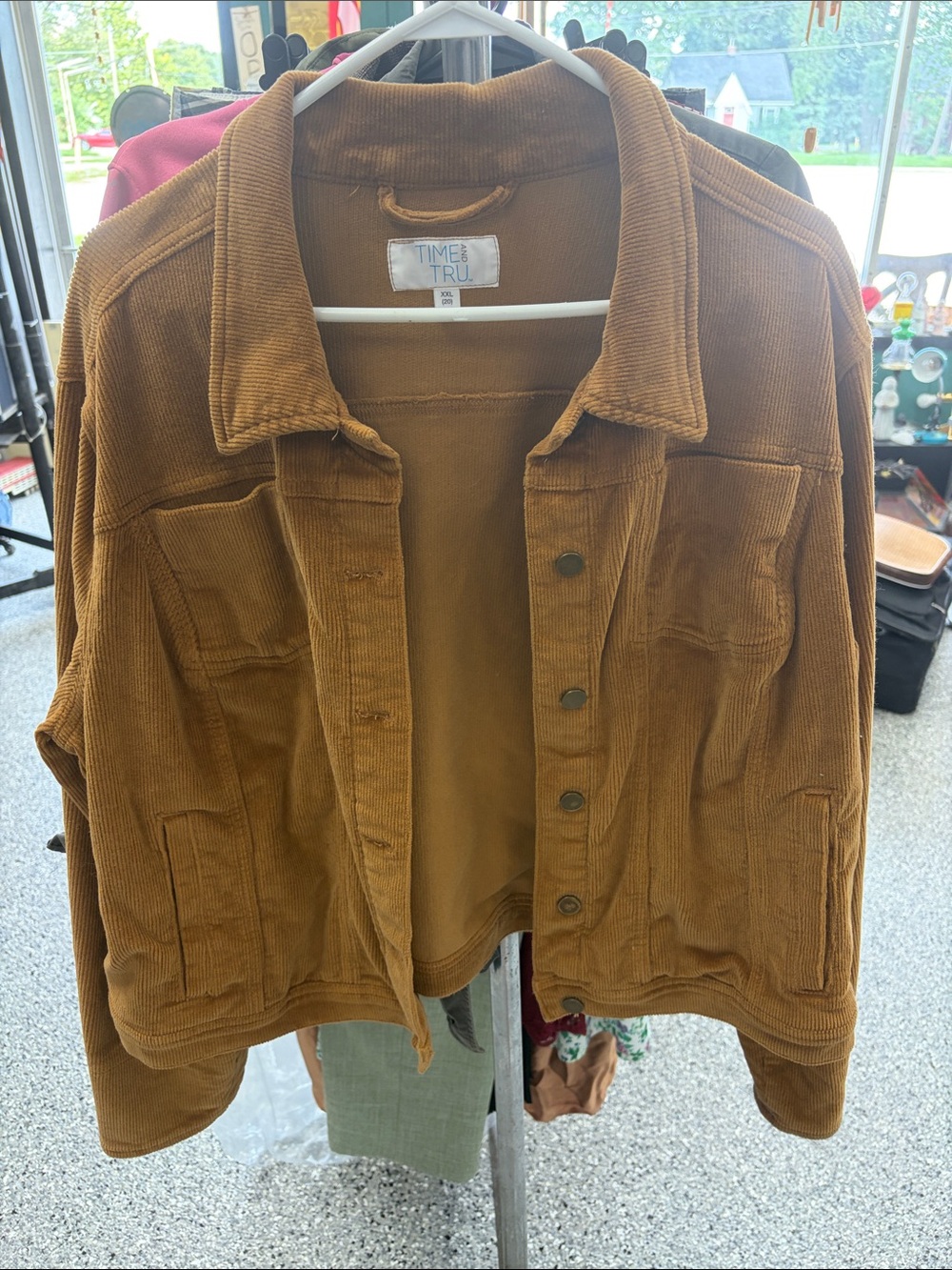 Time and Tru Corduroy Jean Jacket in Rust Brown